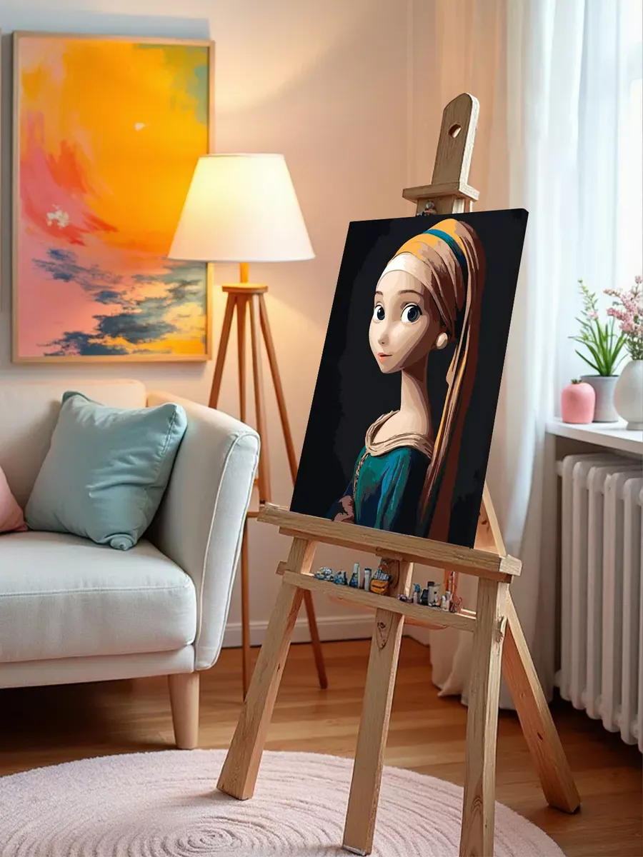 Картина по номерам «Девушка с жемчужной сережкой арт 40x50» — картинка 10