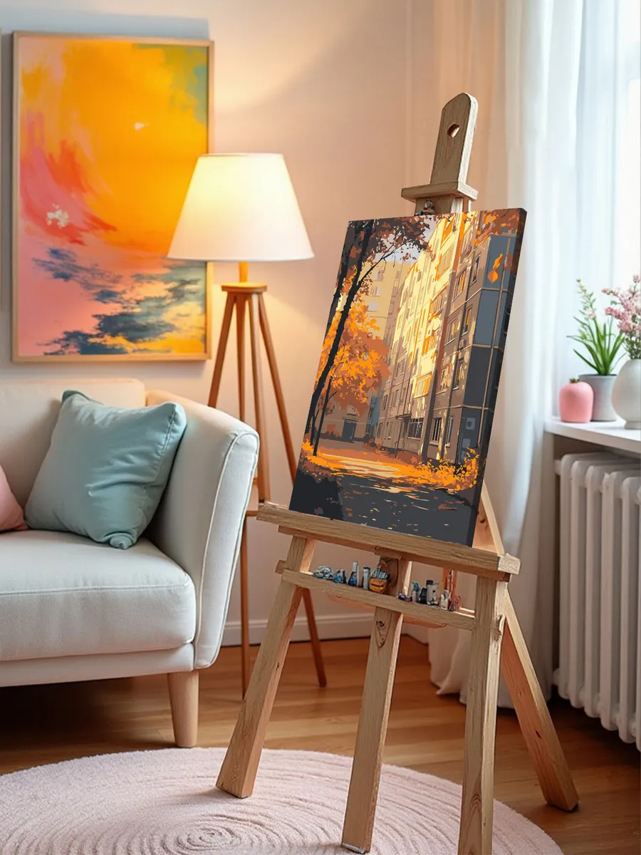 Картина по номерам «Панельки родные, золотая осень в городе» — картинка 9