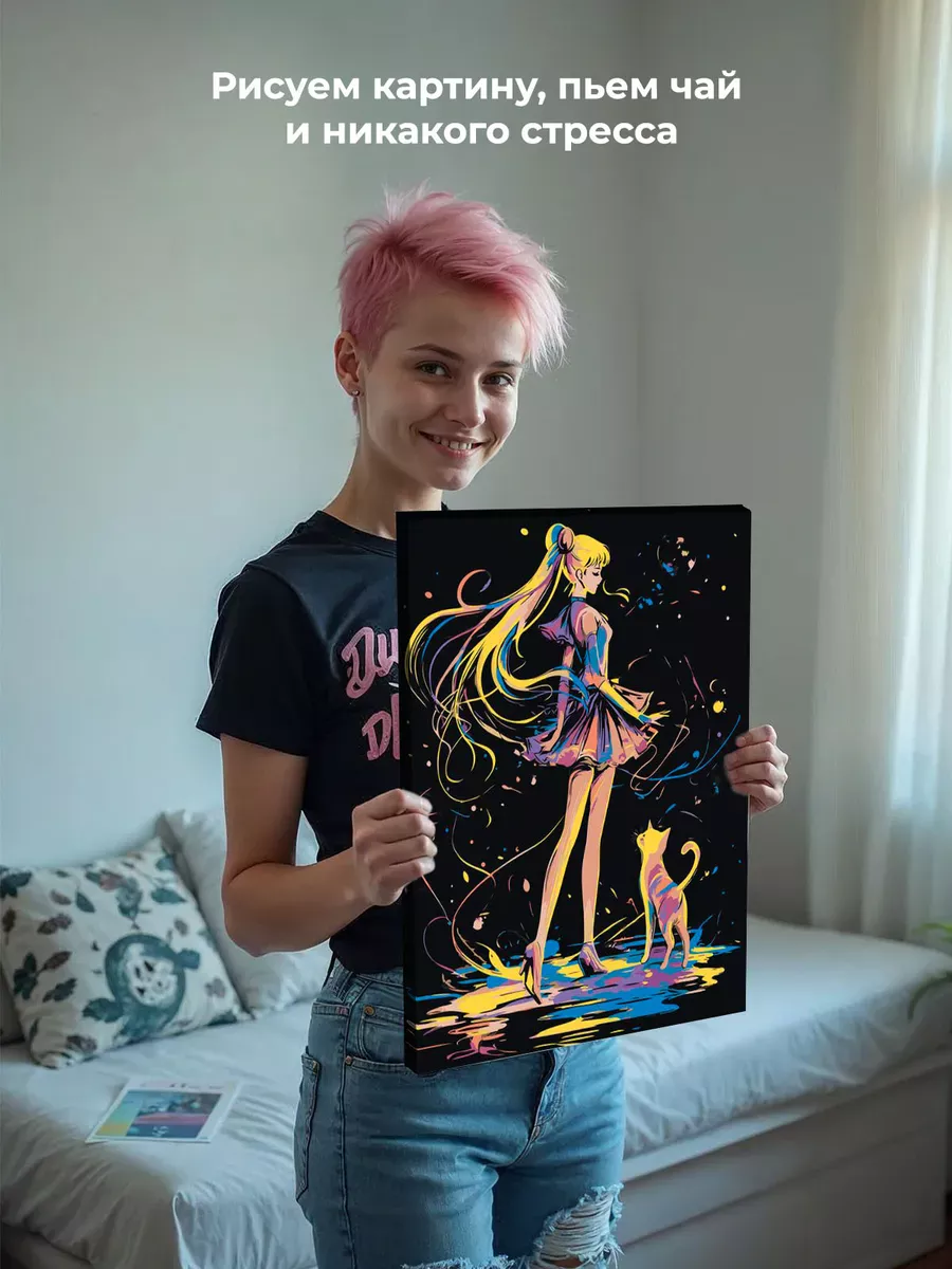 Картина по номерам «Аниме Сейлор Мун Sailor Moon: арт с котом» — картинка 7