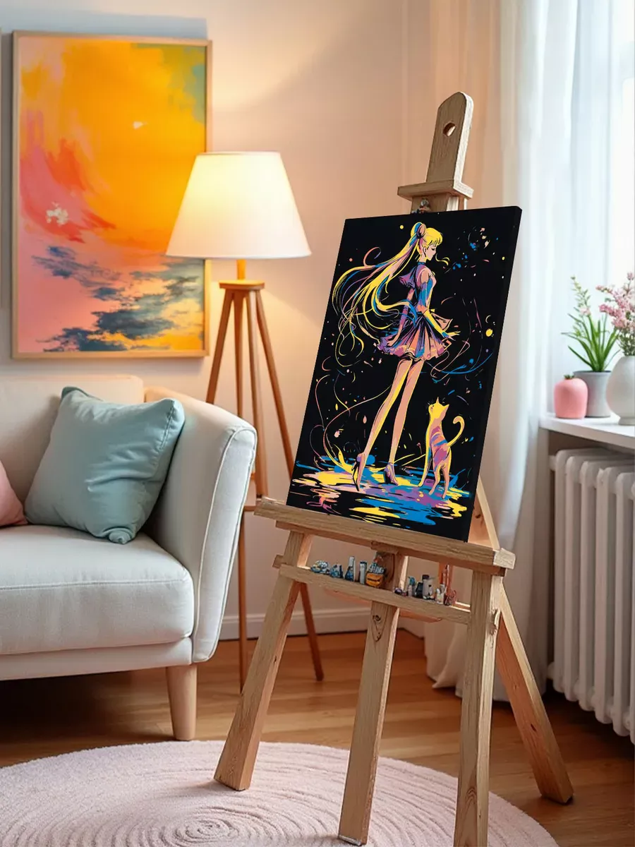 Картина по номерам «Аниме Сейлор Мун Sailor Moon: арт с котом» — картинка 10