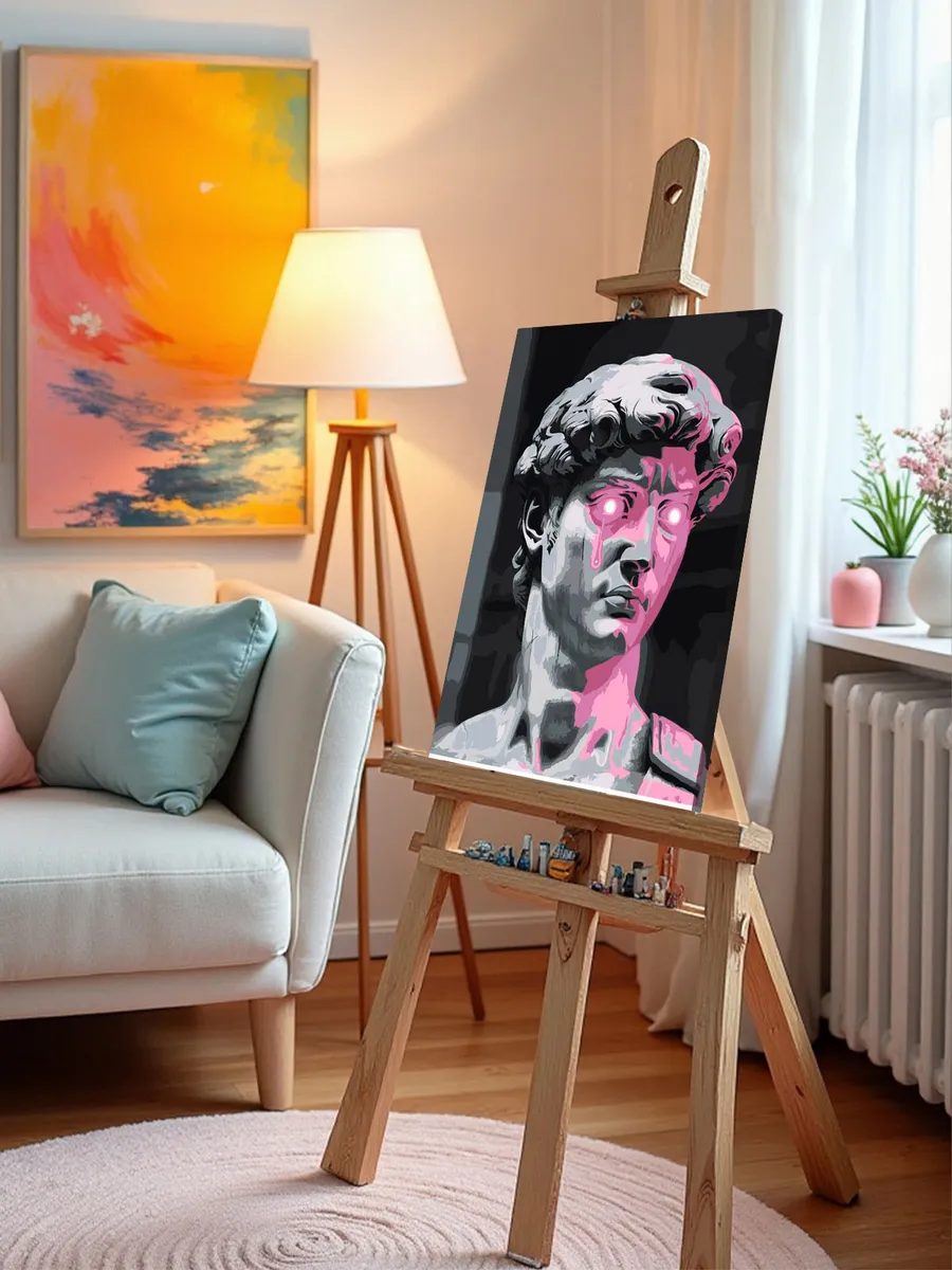 Картина по номерам «Розовая: статуя Давид монохром 40x50» — картинка 10