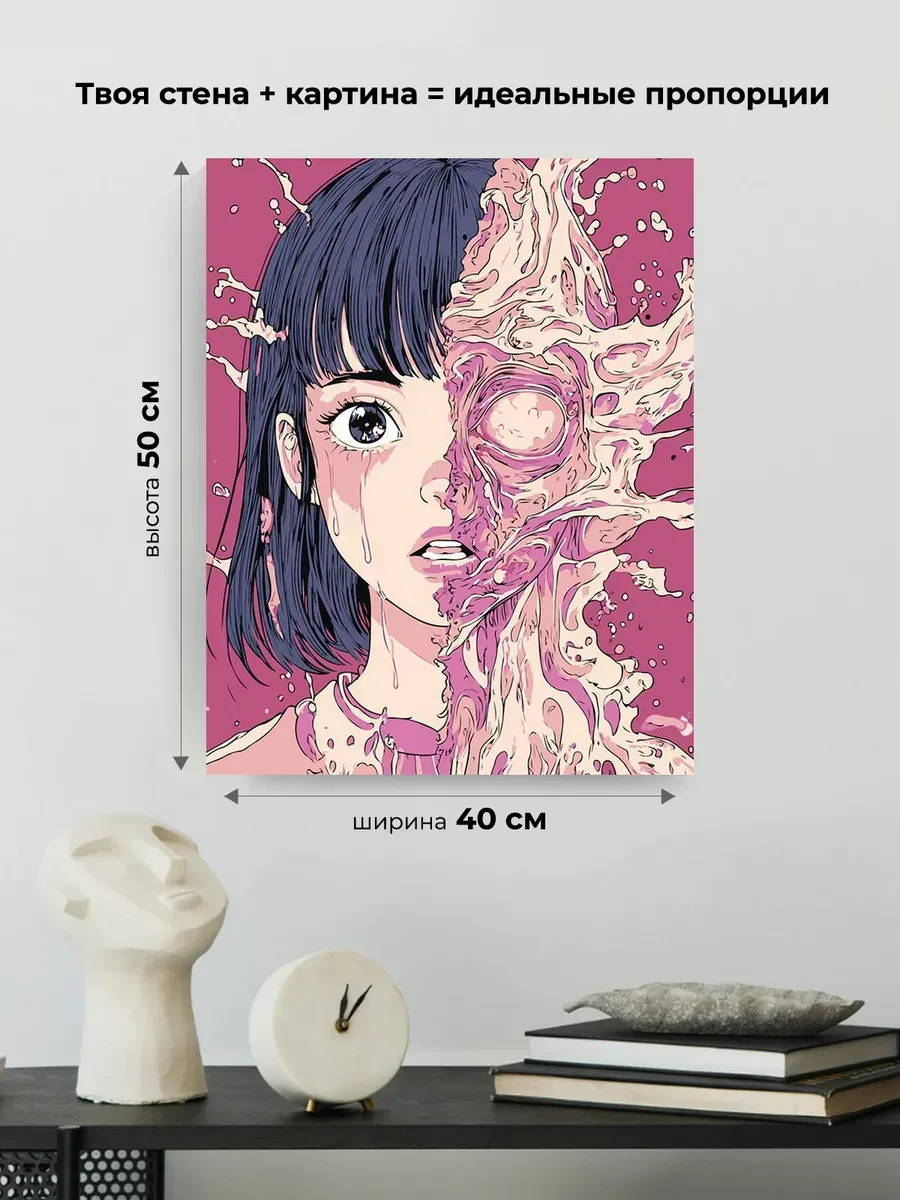 Картина по номерам «Розовая: портрет девушки арт 40x50» — картинка 3