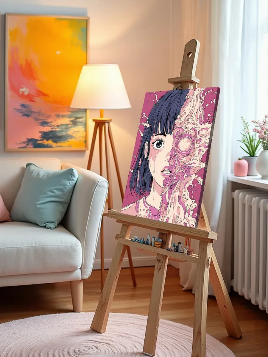 Картина по номерам «Розовая: портрет девушки арт 40x50» — картинка 10