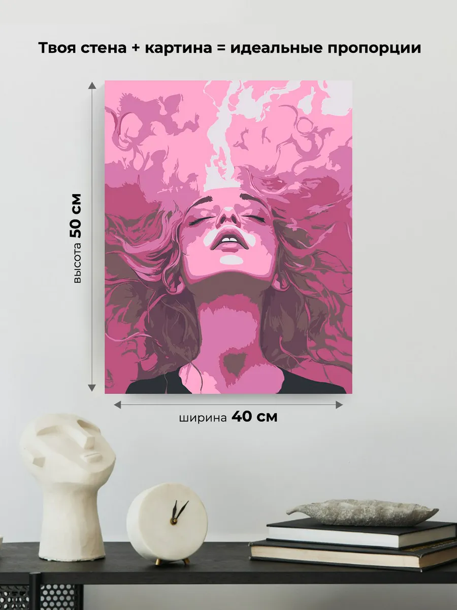 Картина по номерам «Розовая: девушка-вдохновение 40x50» — картинка 3
