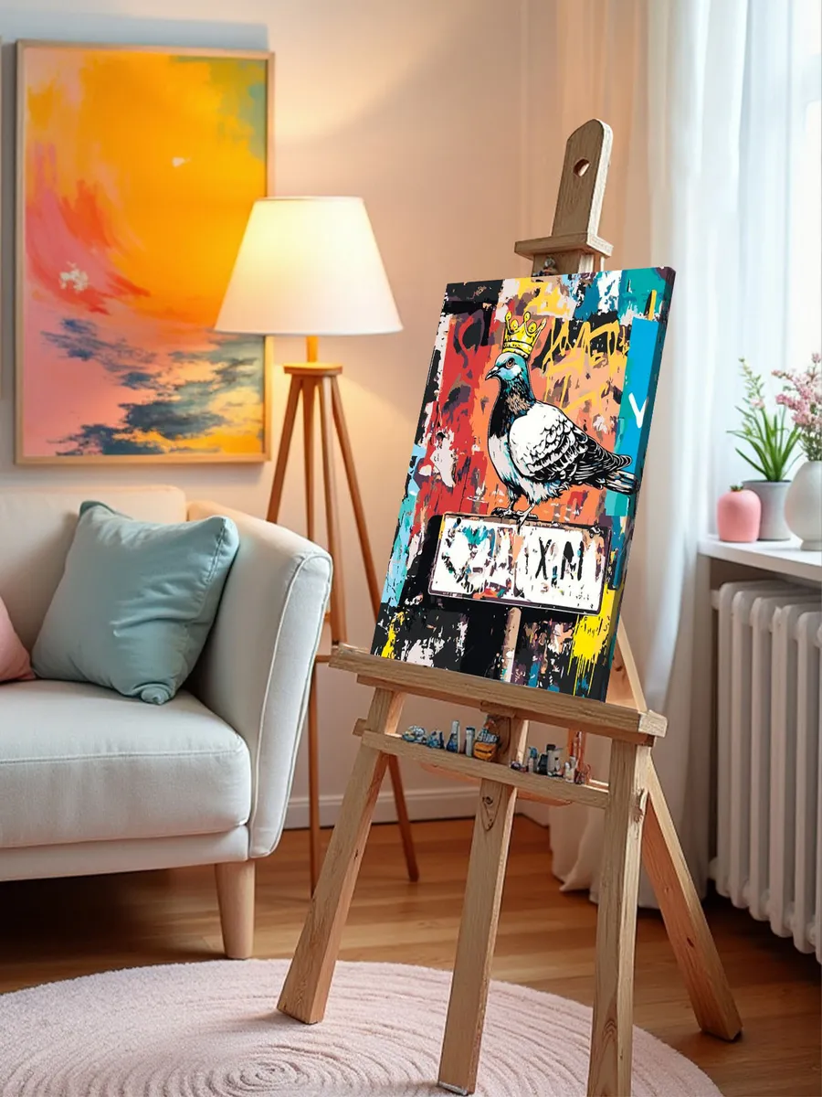 Картина по номерам «Птица голубь в короне, граффити 40x50» — картинка 10