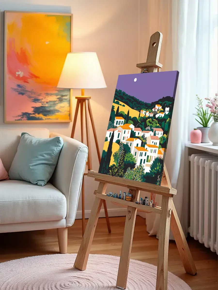 Картина по номерам «Прованс, Франция: луна над домами 40x50» — картинка 9