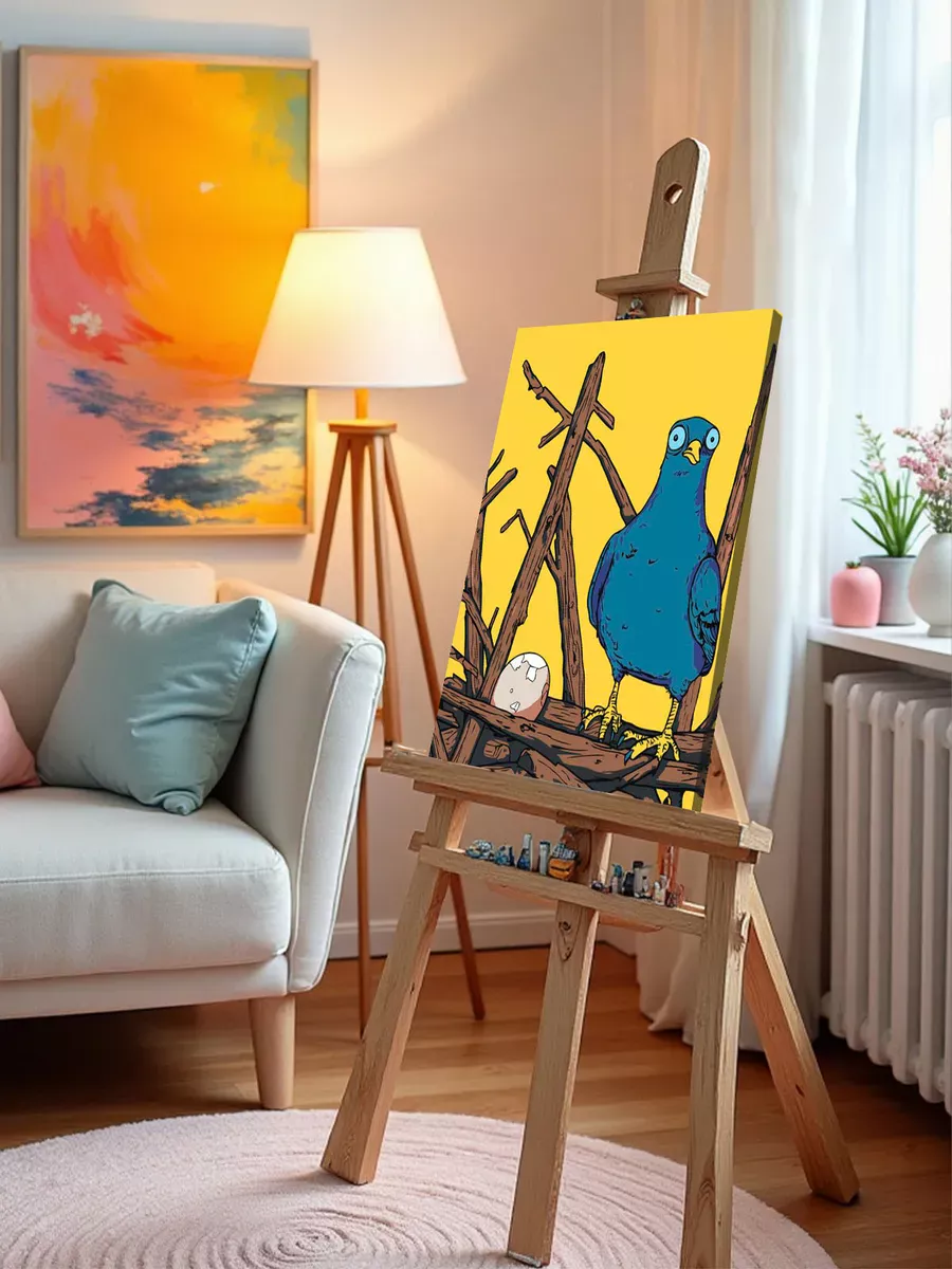 Картина по номерам «Птица голубь в своем гнезде арт 40x50» — картинка 9