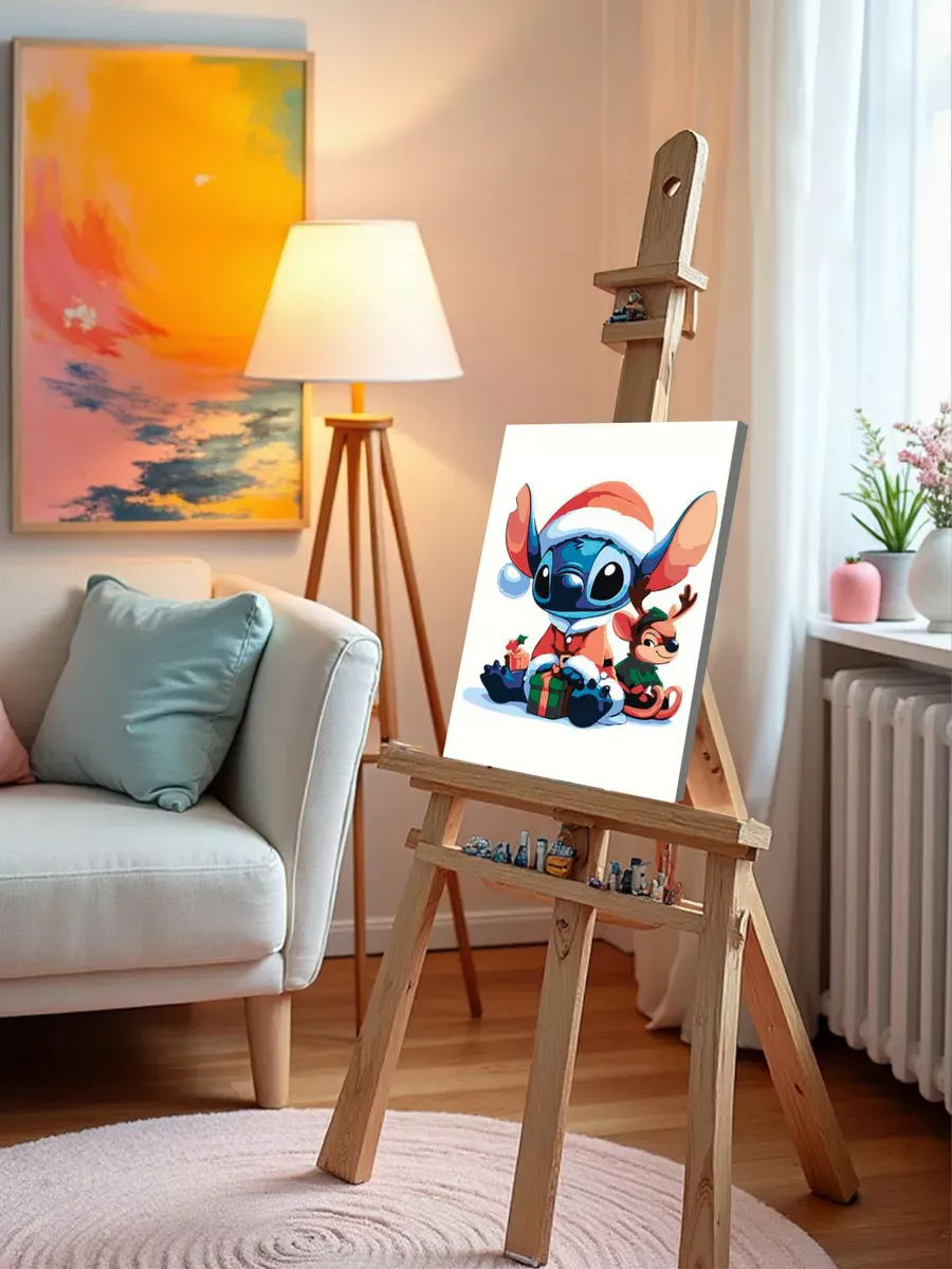 Картина по номерам «Детская, для детей: новогодний Стич» — картинка 10