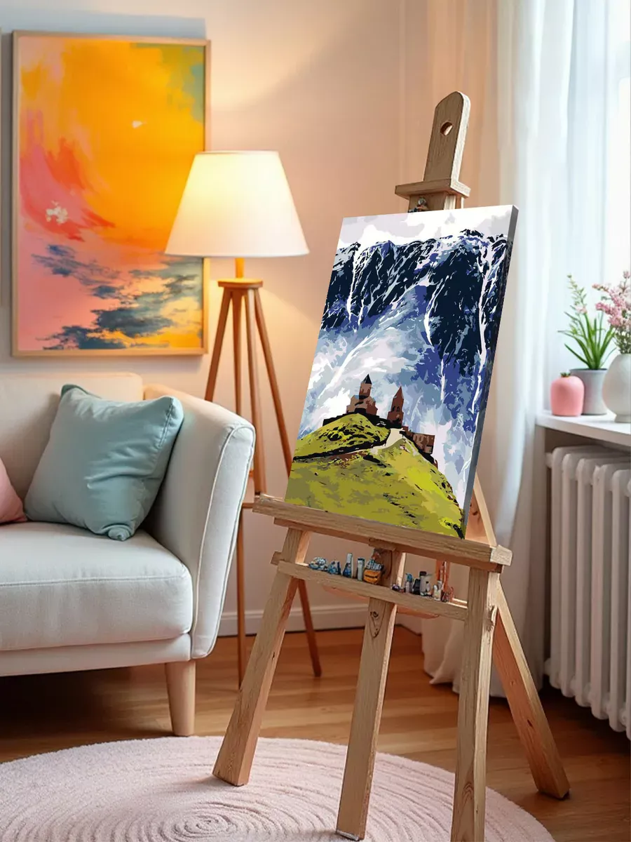 Картина по номерам «Кавказ, Грузия: Церковь Гергети, Казбек» — картинка 9