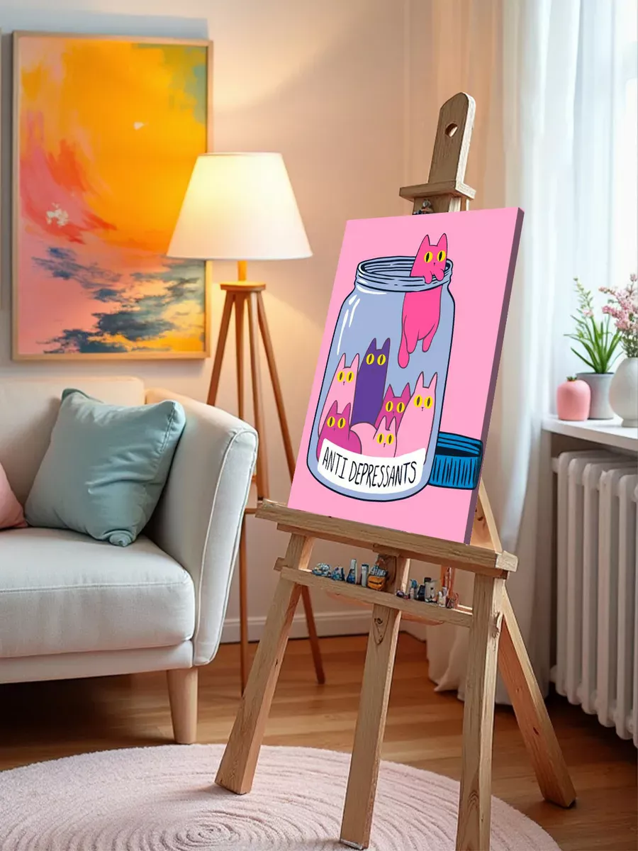 Картина по номерам «Коты и котики в баночке, таблетки 40x50» — картинка 9