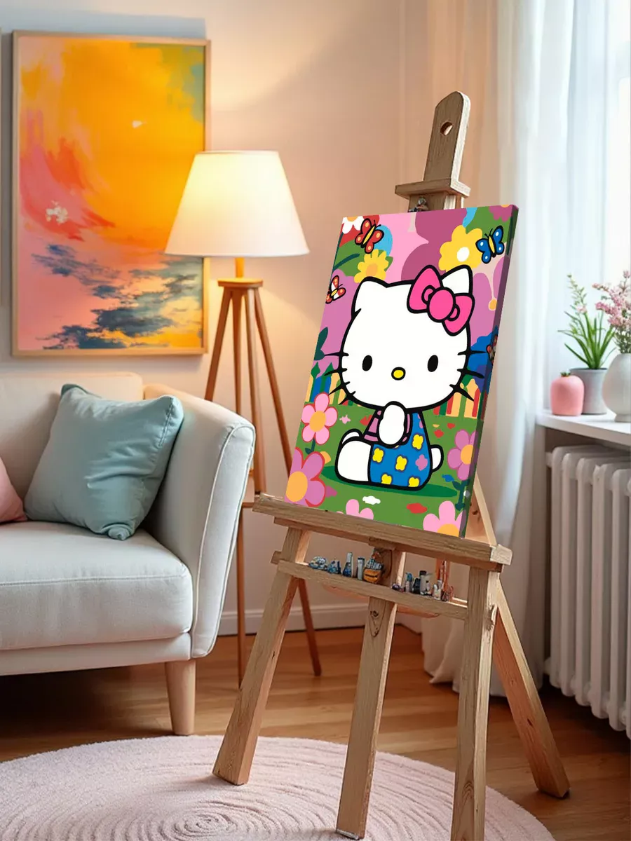 Картина по номерам «Хеллоу Китти Hello Kitty: Цветы и бабочки» — картинка 10
