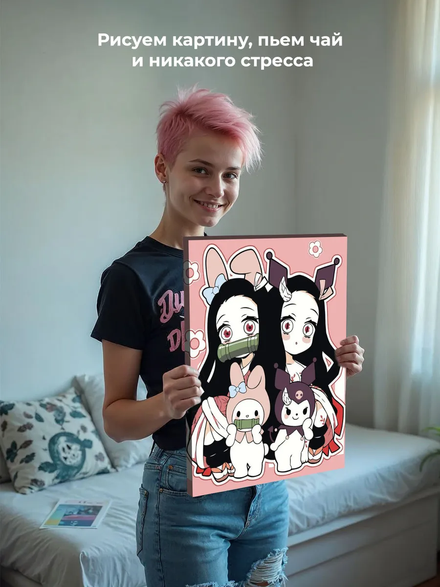 Картина по номерам «Хеллоу Китти Hello Kitty: Куроми и Мелоди» — картинка 6