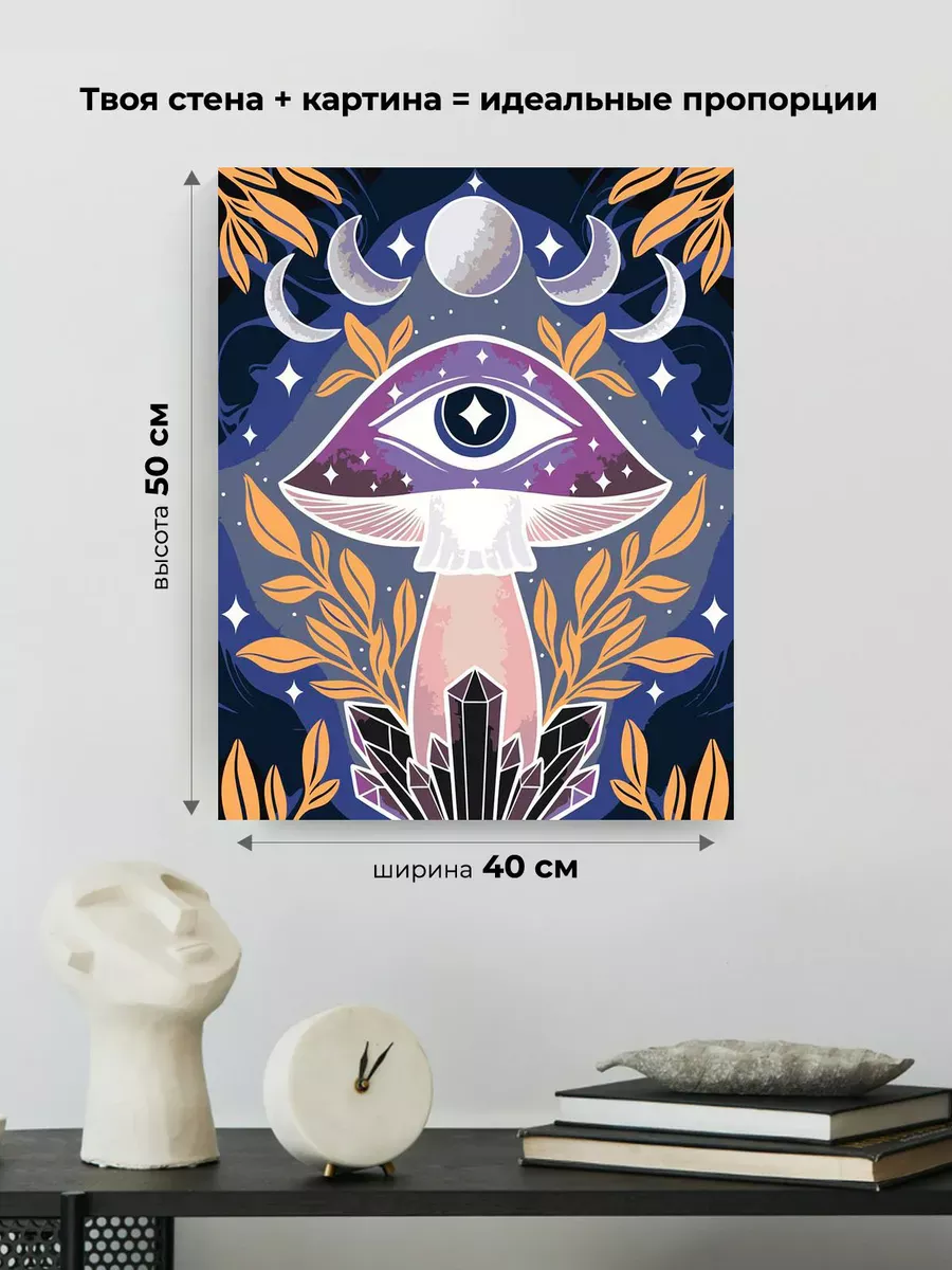 Картина по номерам «Таро, эзотерика: гриб, глаз и луна арт» — картинка 3