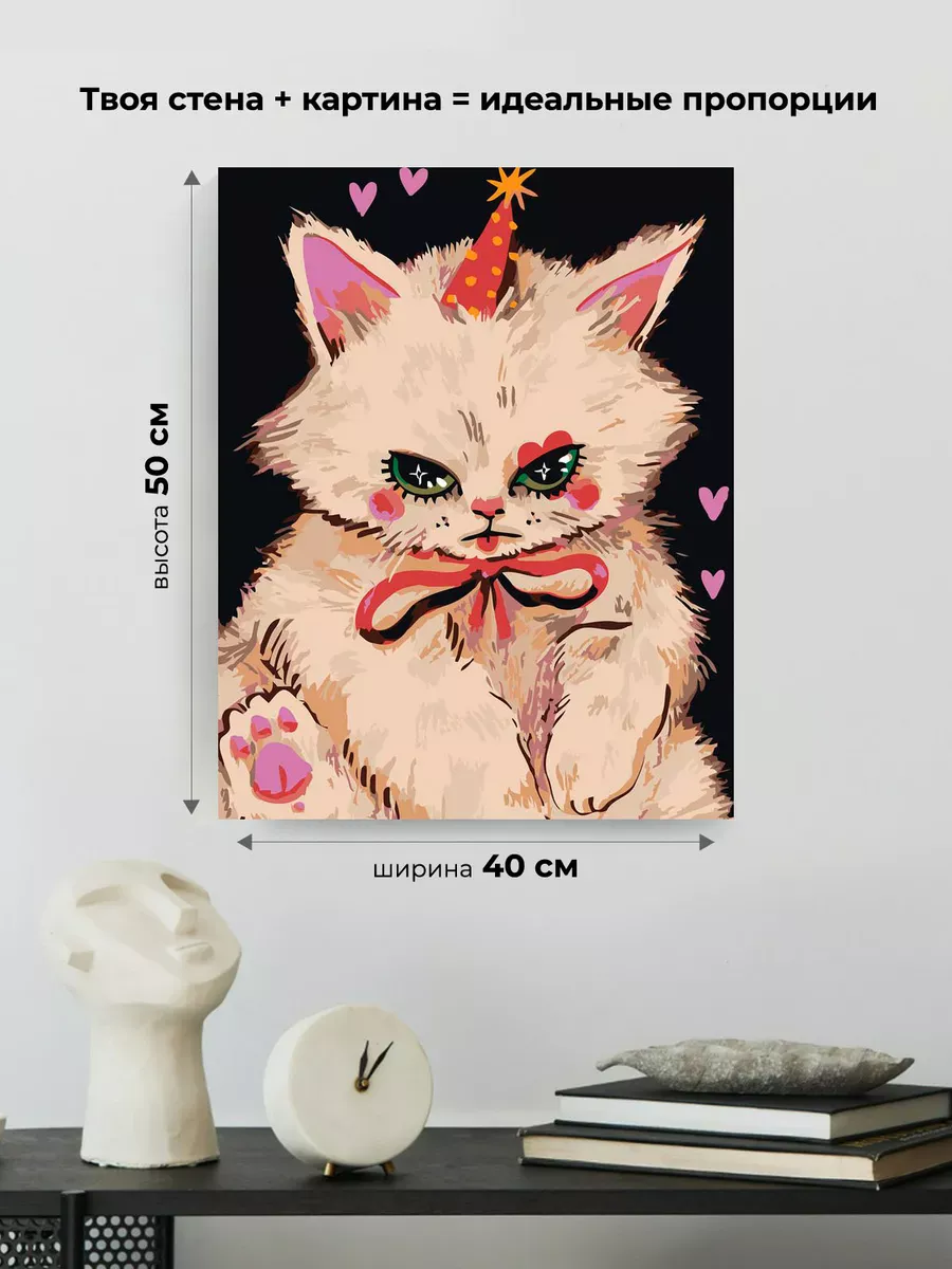 Картина по номерам «Мемные коты: злая кошка с бантиком» — картинка 3