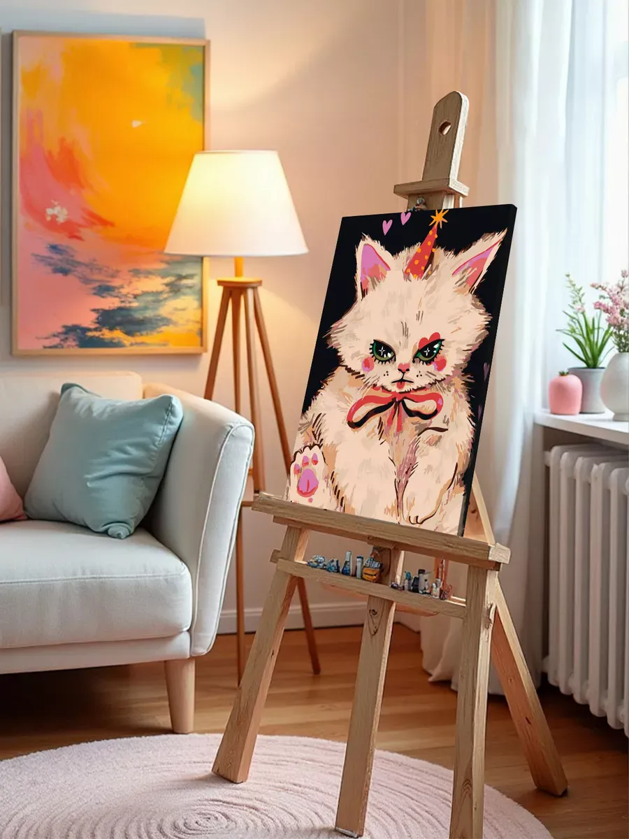 Картина по номерам «Мемные коты: злая кошка с бантиком» — картинка 9