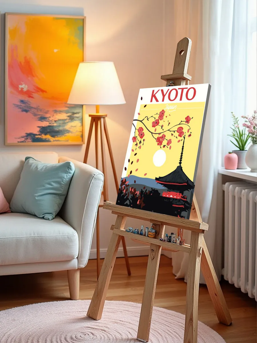 Картина по номерам «Япония, Киото: сакура и храм на восходе» — картинка 10