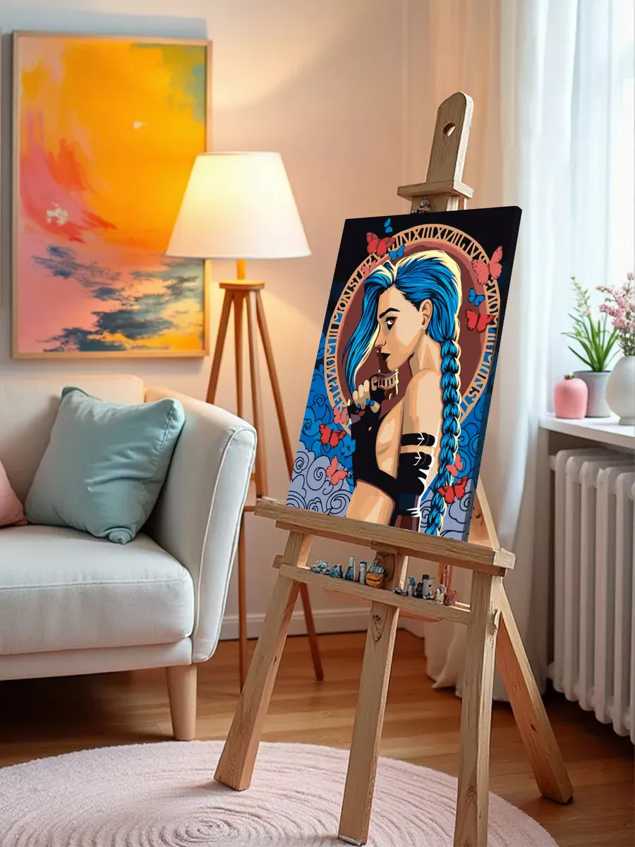 Картина по номерам «Аркейн Лига Легенд лол: Джинкс, бабочки» — картинка 10