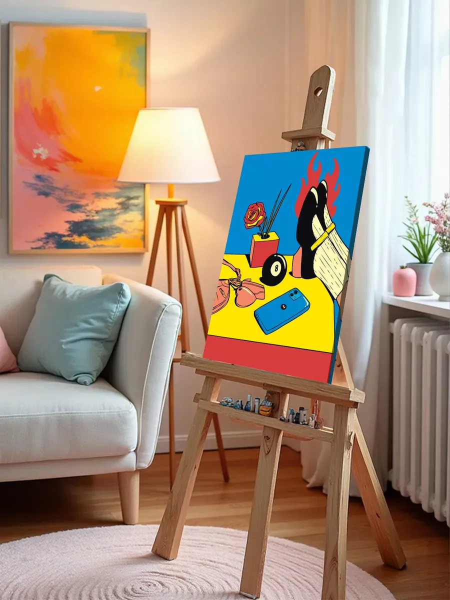 Картина по номерам «Современный натюрморт с розой и телефоном» — картинка 9