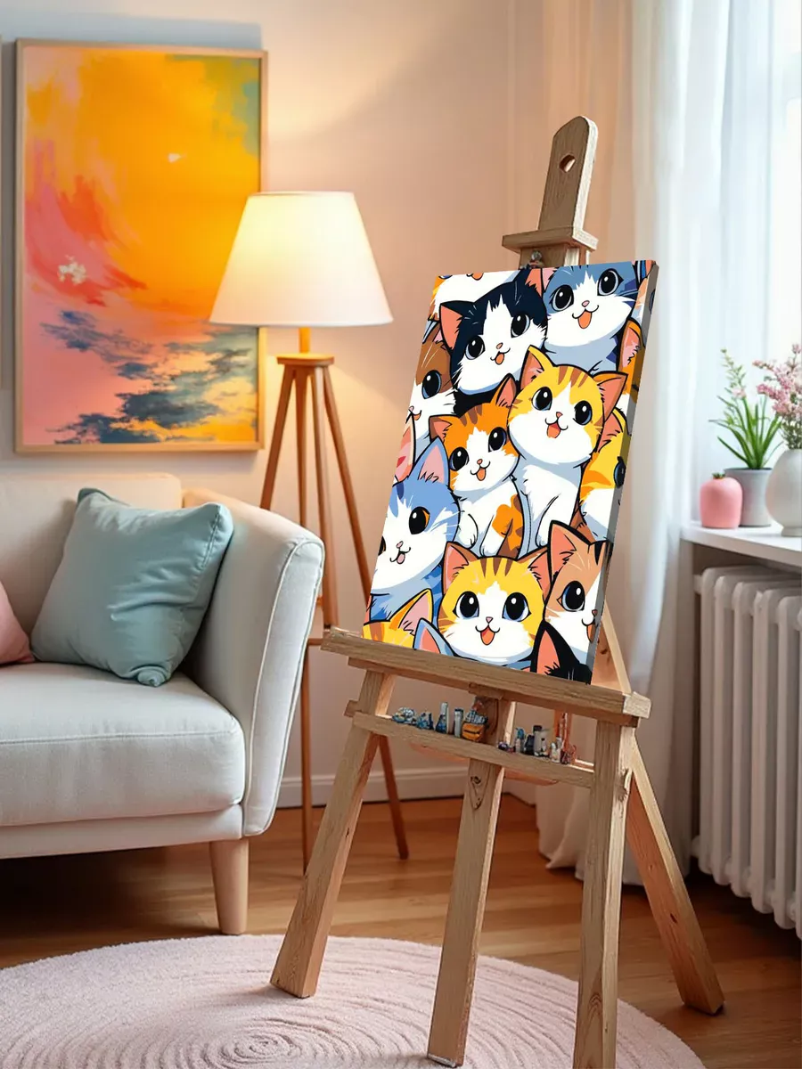 Картина по номерам «Коты и кошки: котята в стиле аниме» — картинка 10
