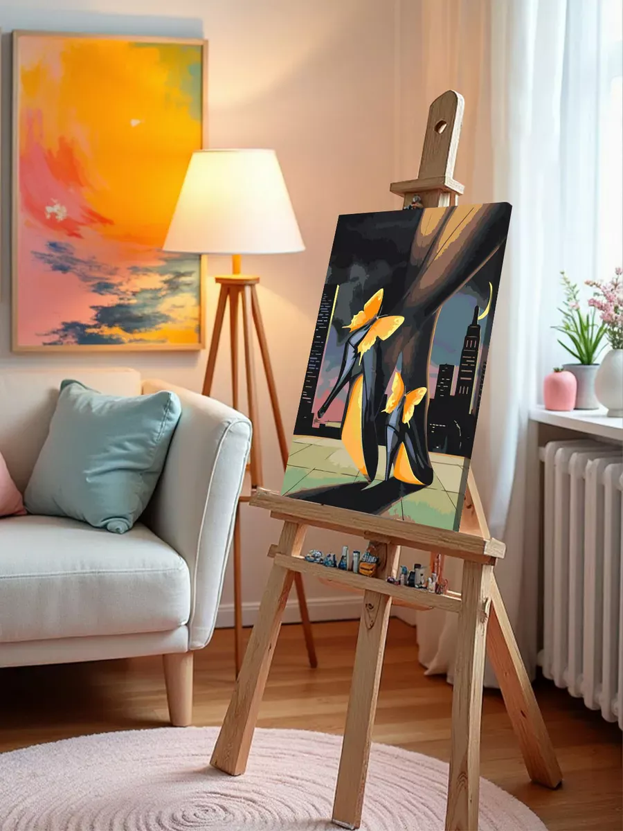 Картина по номерам «Бабочки на туфлях, винтаж ретро арт» — картинка 10