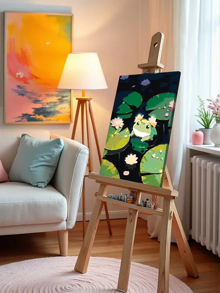 Картина по номерам «Милая жаба в пруду с кувшинками, аниме» — картинка 10