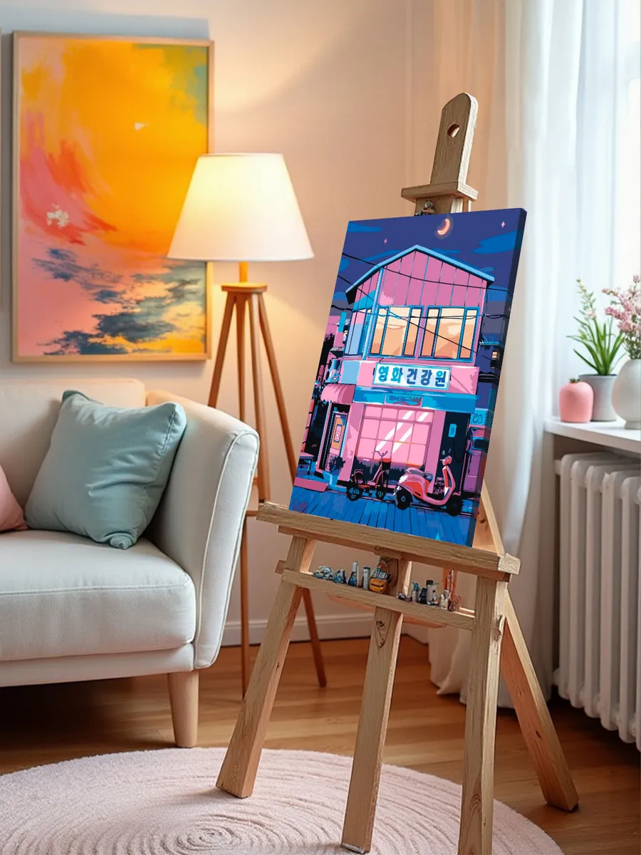 Картина по номерам «Ночная Япония в стиле ретровейв, неон» — картинка 9