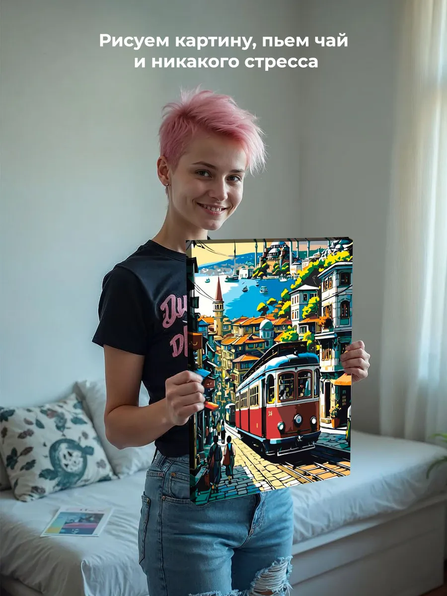 Картина по номерам «Стамбул, Турция: трамвай и мечеть арт» — картинка 6