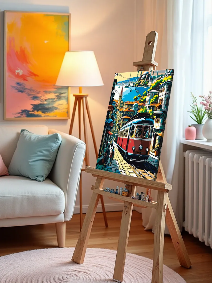 Картина по номерам «Стамбул, Турция: трамвай и мечеть арт» — картинка 9