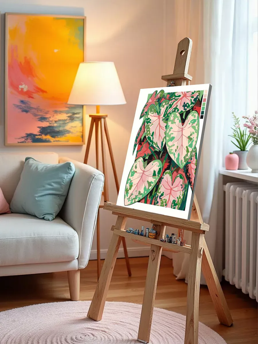 Картина по номерам «Цветы и растения: Каладиум с палитрой арт» — картинка 10