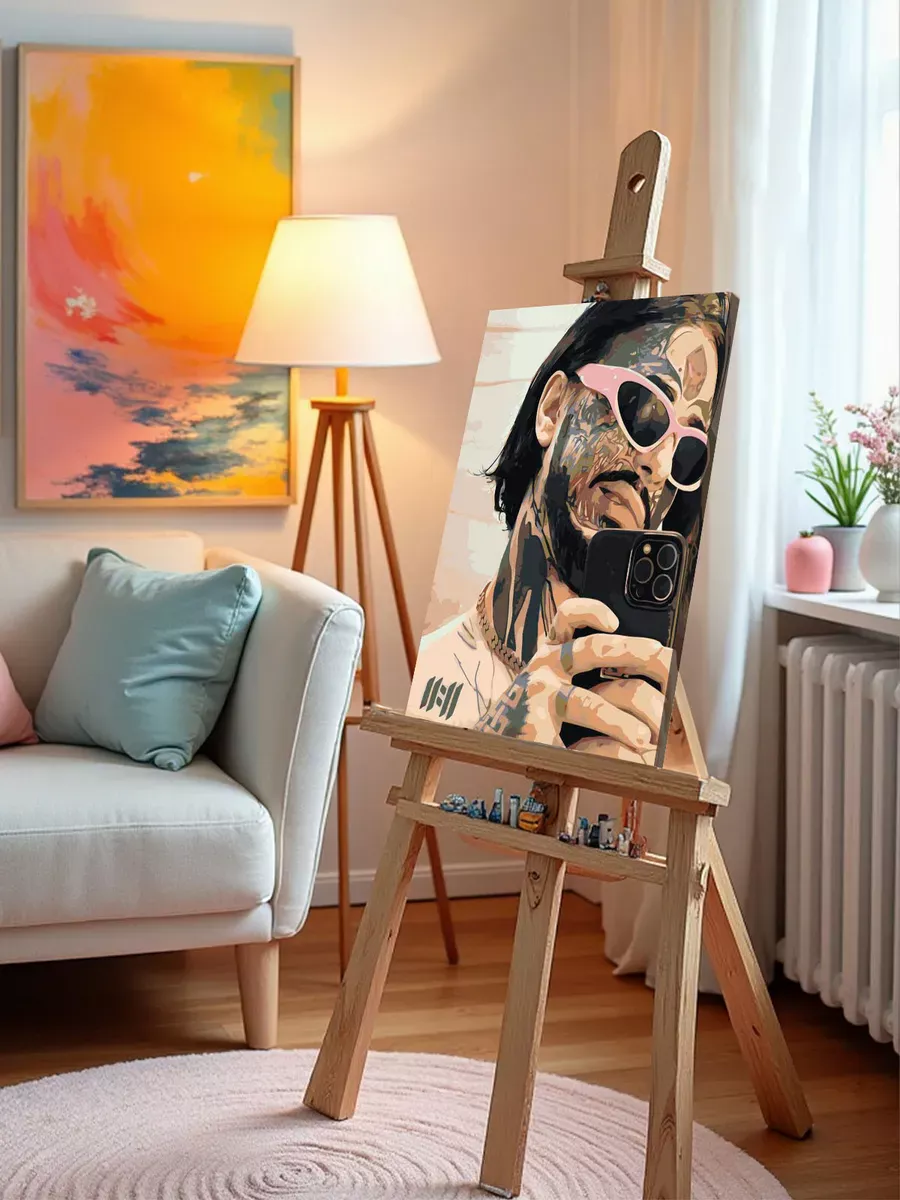 Картина по номерам «Рэпер Кишлак: селфи портрет в очках, тату» — картинка 10