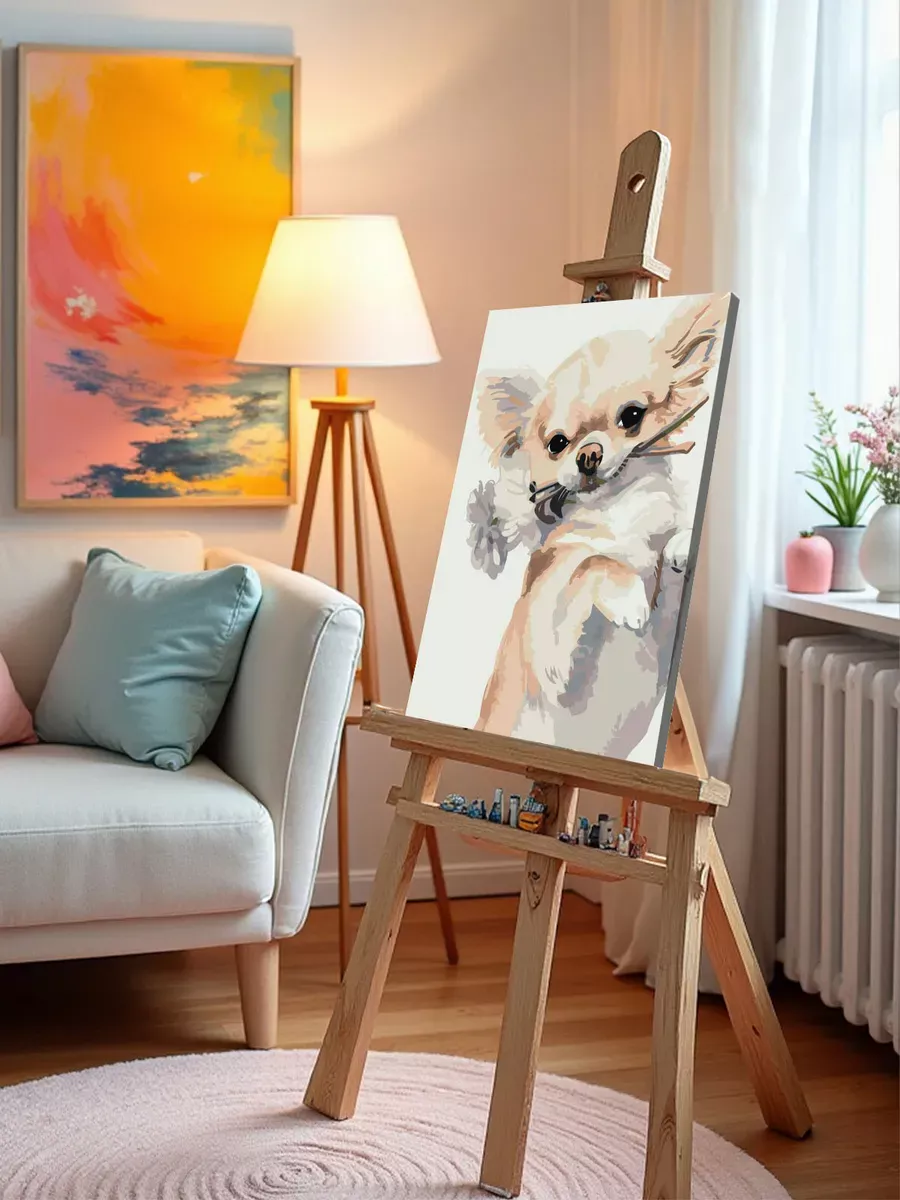 Картина по номерам «Собаки: смешная чихуахуа с цветами» — картинка 10