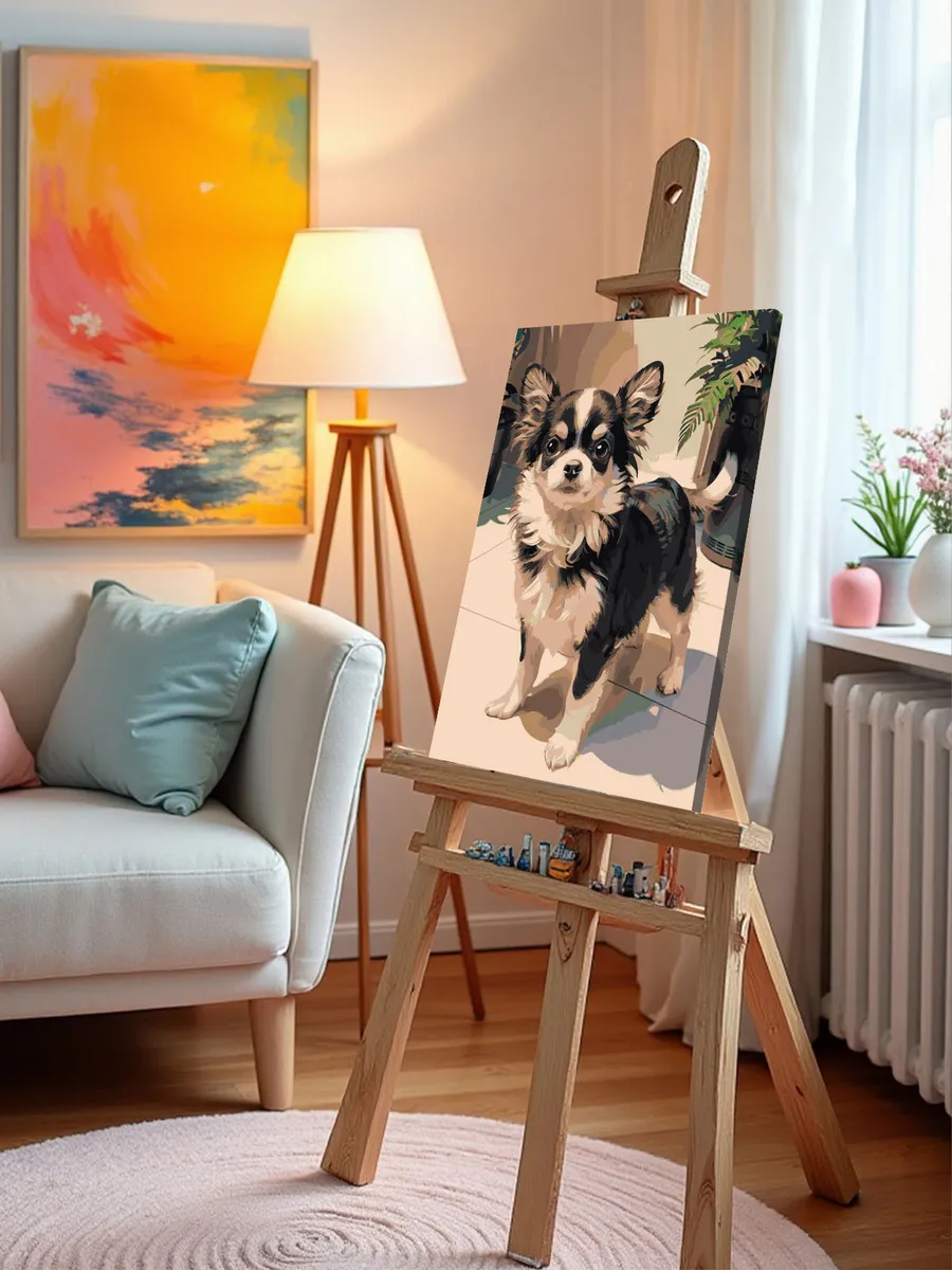 Картина по номерам «Собаки: милая длинношерстная чихуахуа» — картинка 10