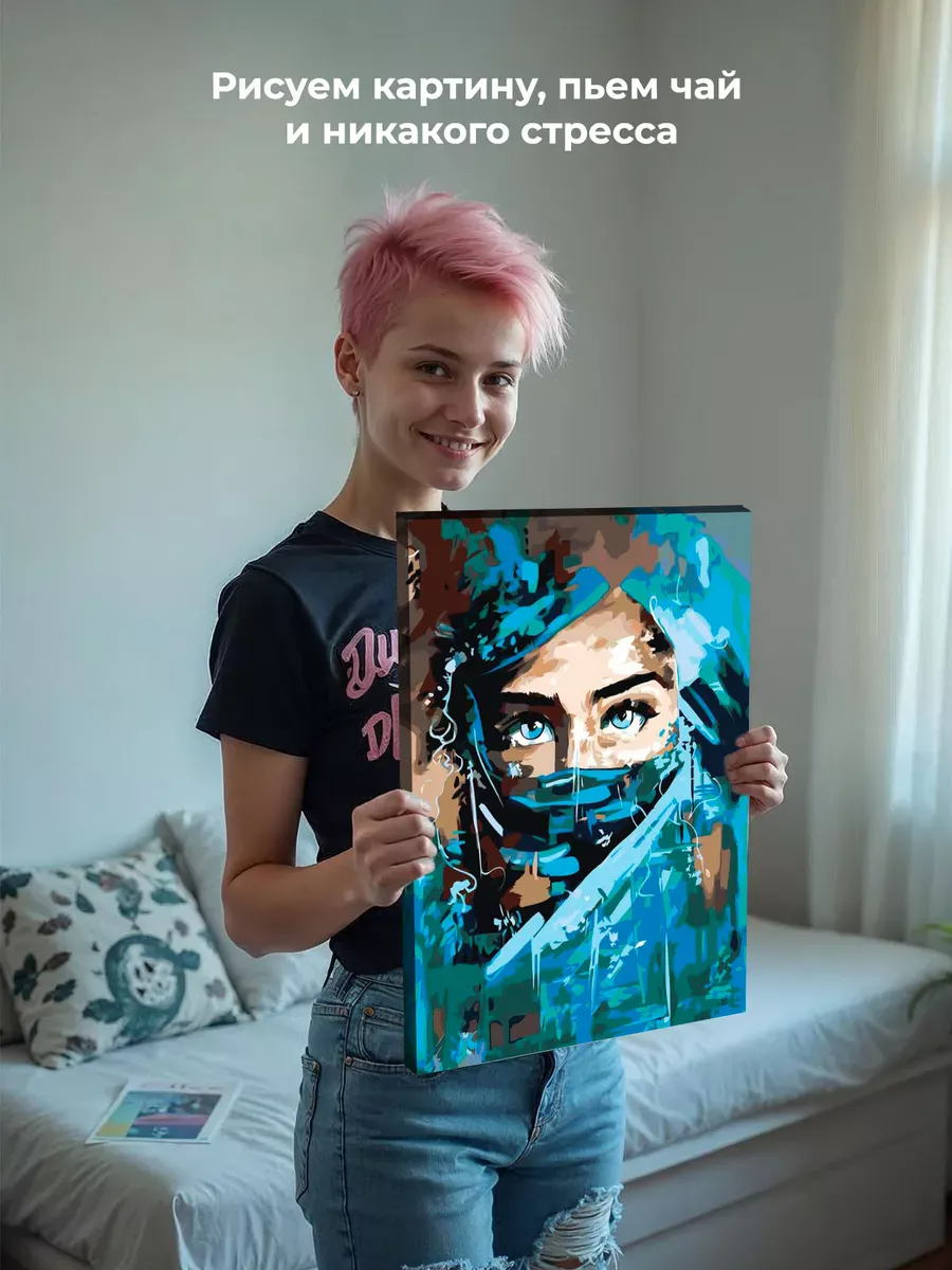 Картина по номерам «Медицина: девушка медсестра в маске» — картинка 6