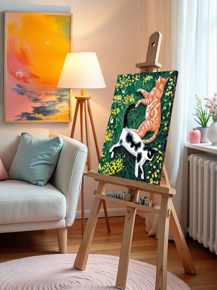 Картина по номерам «Коты и кошки: котики на травке, весна» — картинка 10