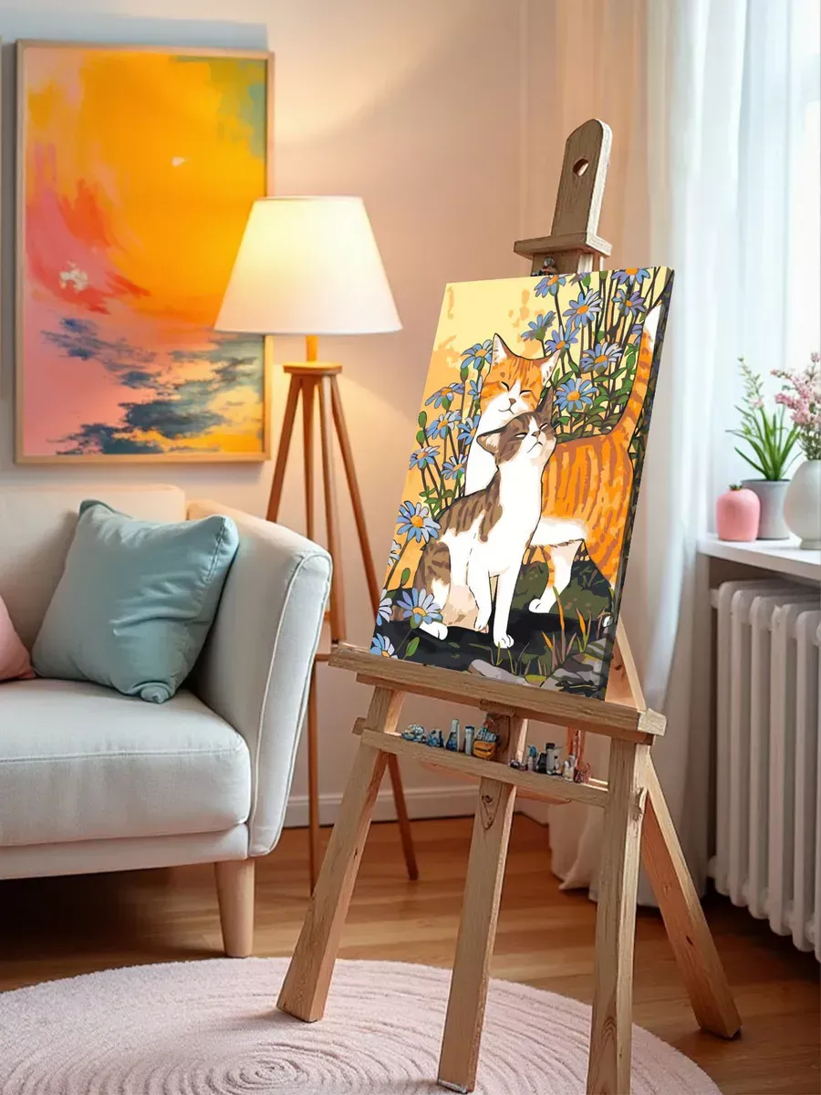 Картина по номерам «Коты и кошки: влюбленные котики, весна» — картинка 9