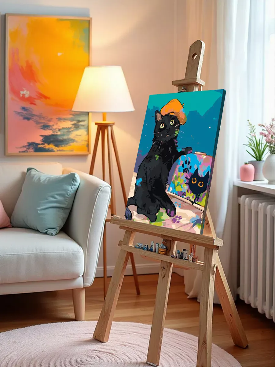 Картина по номерам «Коты и кошки: художник котик, автопортрет» — картинка 10