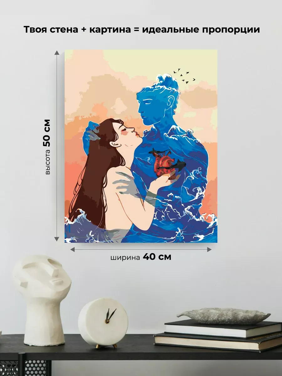 Картина по номерам «Любовь: девушка и море, романтика арт» — картинка 3