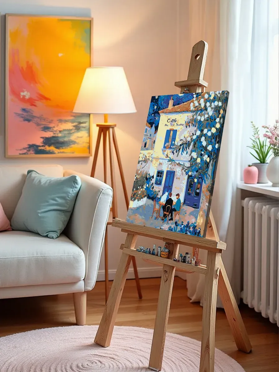 Картина по номерам «Весна: звездная ночь в кафе, Ван Гог» — картинка 9