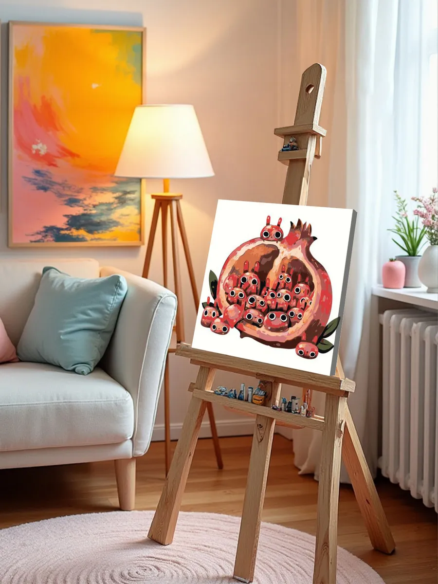 Картина по номерам «Гранат и красные зернышки-зайки арт» — картинка 10