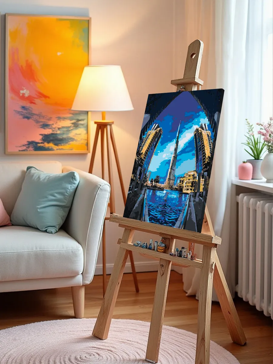 Картина по номерам «Дубай, ОАЭ, Эмираты: башня Бурдж-Халифа» — картинка 10