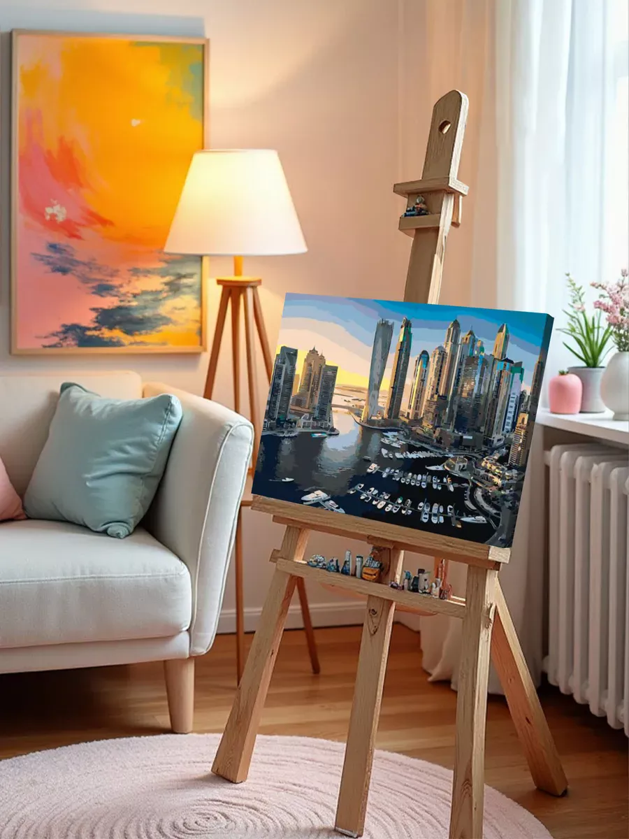 Картина по номерам «Дубай, ОАЭ, Эмираты: яхты на закате» — картинка 10