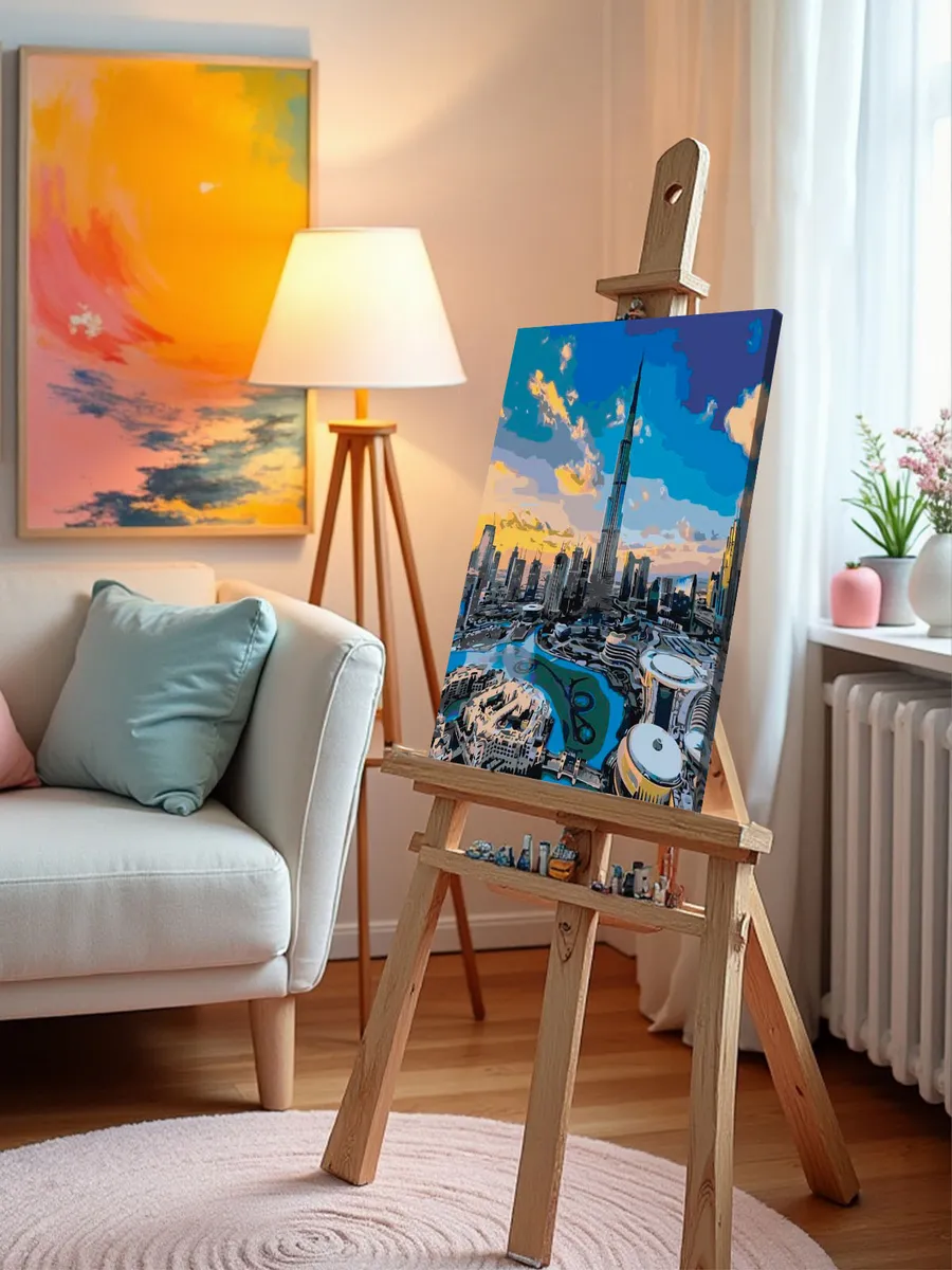 Картина по номерам «Дубай, ОАЭ, Эмираты: башня Бурдж-Халифа» — картинка 10