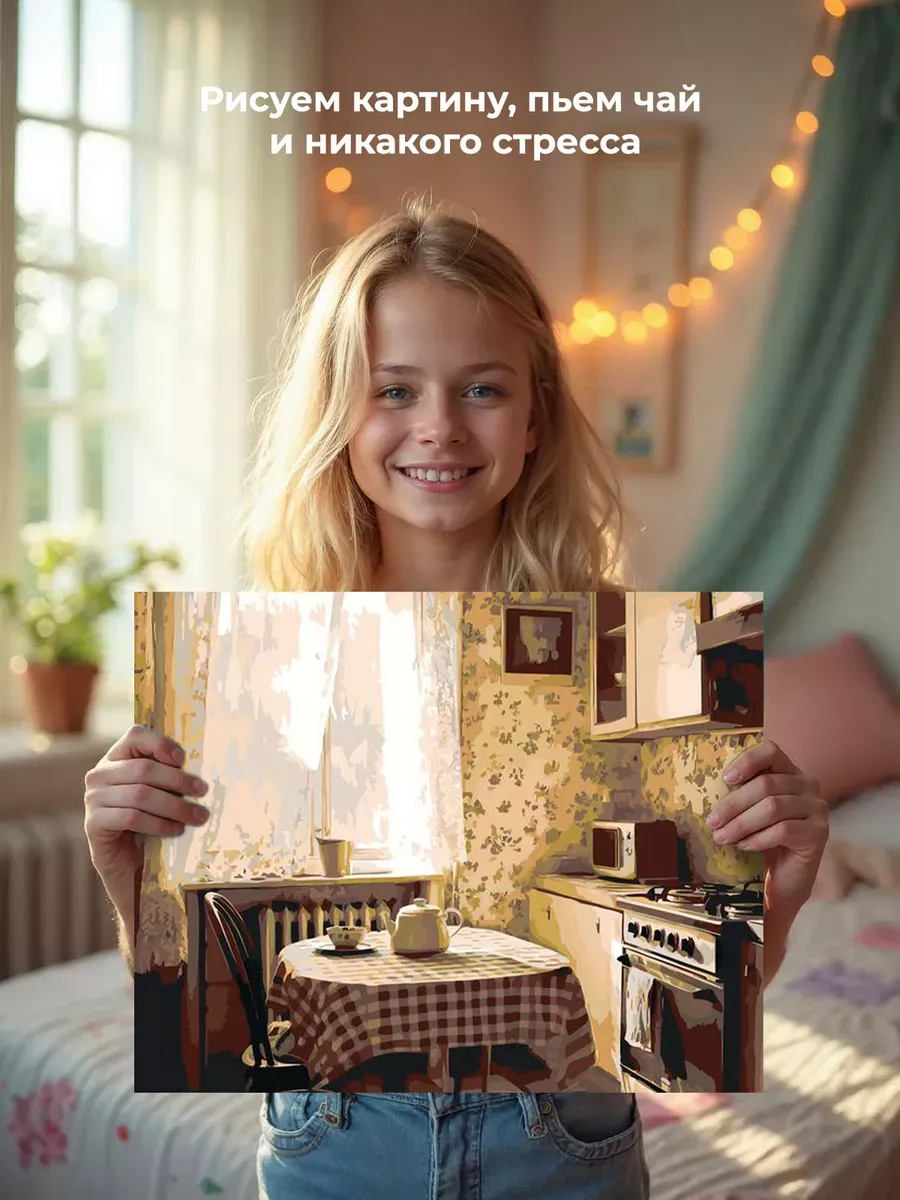 Картина по номерам «Панельки родные: уютная кухня, утро» — картинка 6