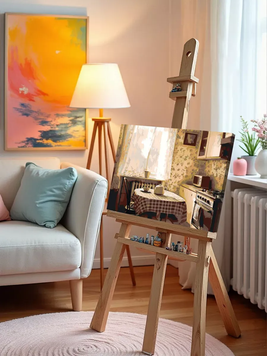 Картина по номерам «Панельки родные: уютная кухня, утро» — картинка 9