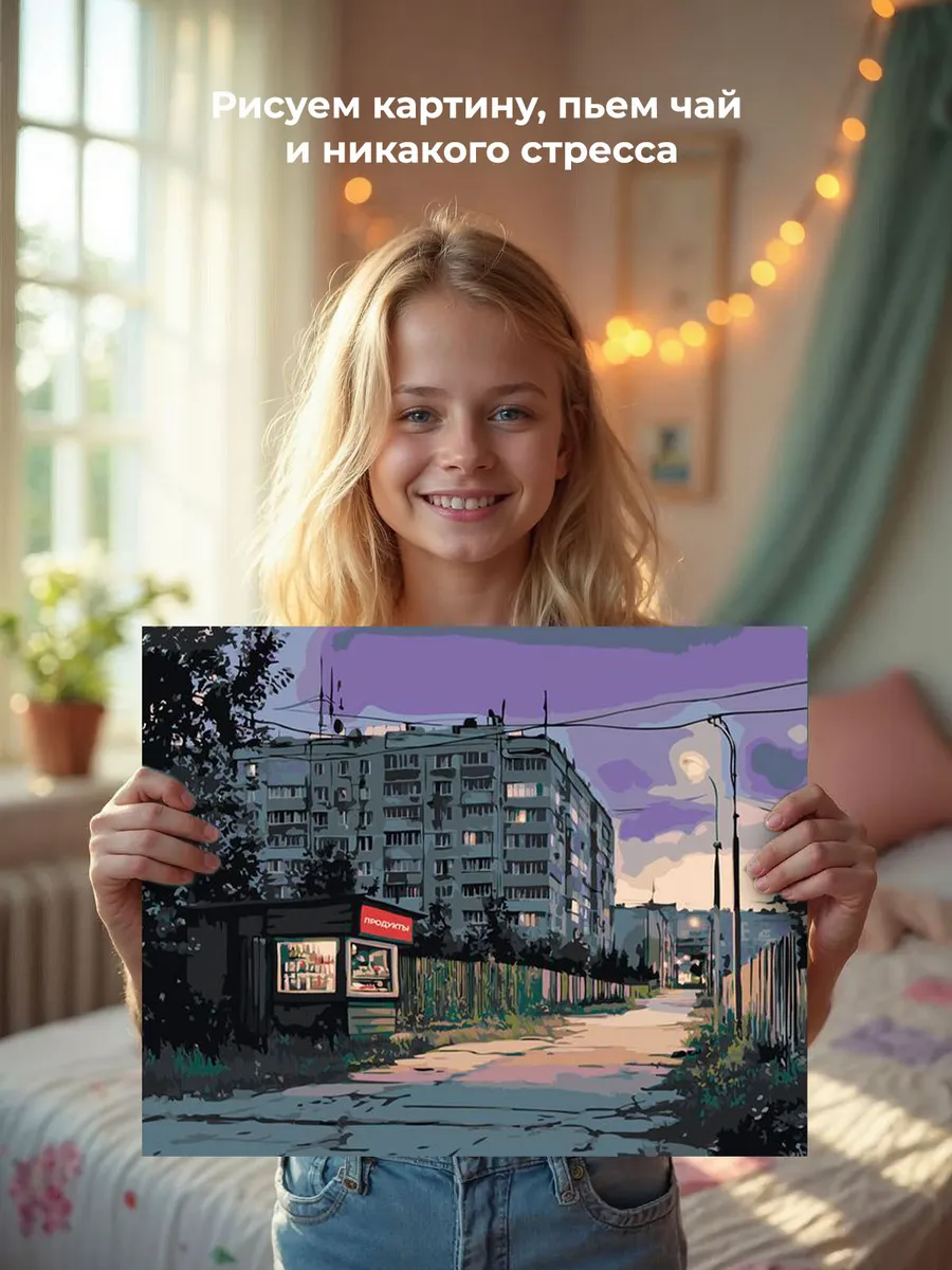 Картина по номерам «Панельки родные: магазин на окраине» — картинка 6