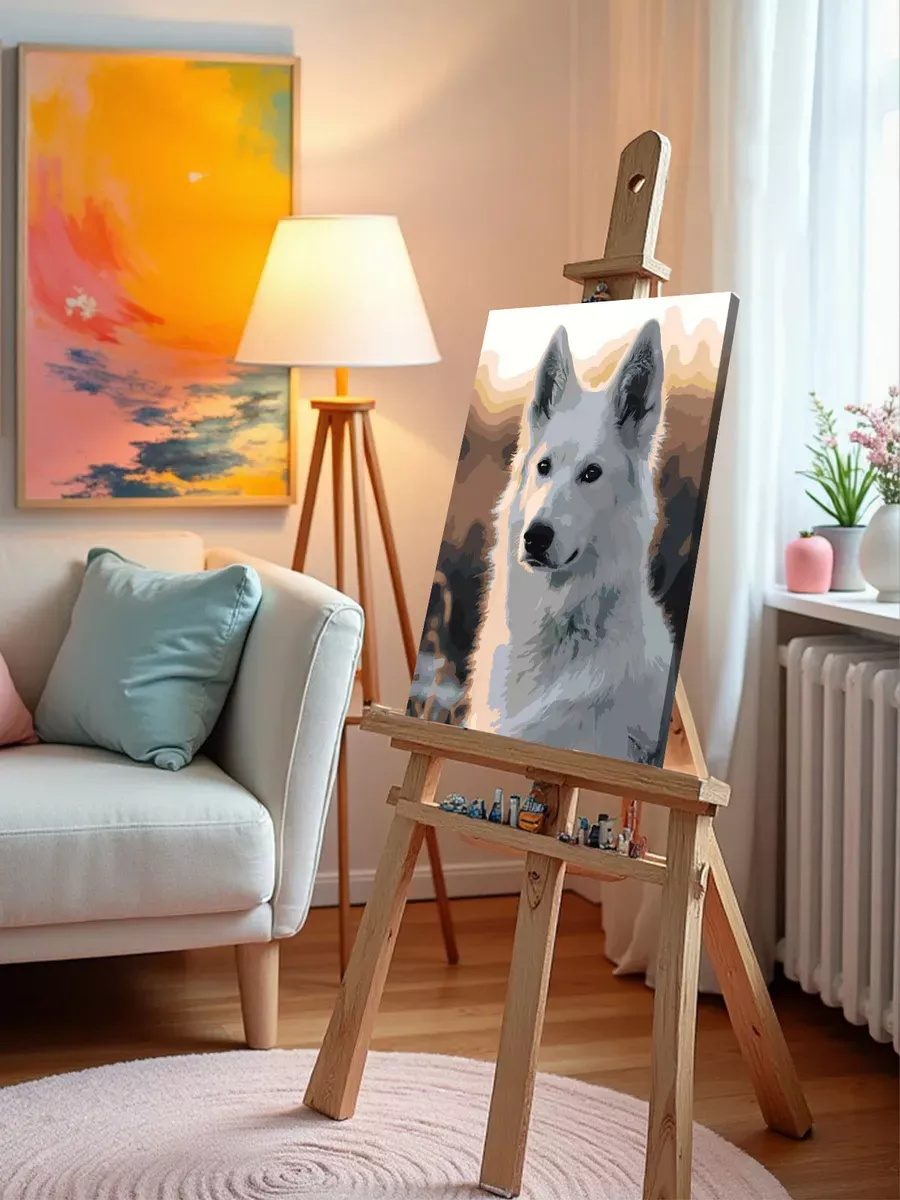 Картина по номерам «Собаки: белая швейцарская овчарка» — картинка 9