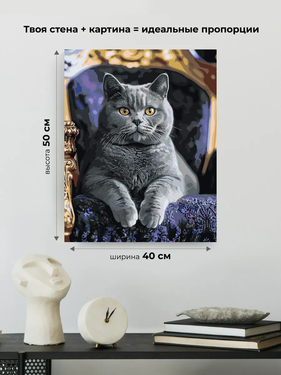 Картина по номерам «Кошки: серый британец, британский кот» — картинка 3