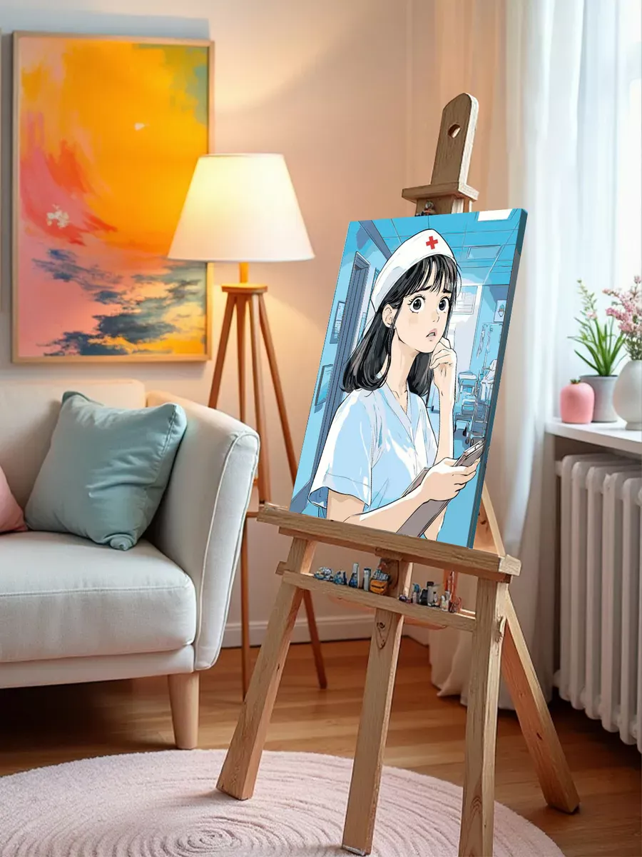 Картина по номерам «Медицина: девушка медсестра в стиле аниме» — картинка 9