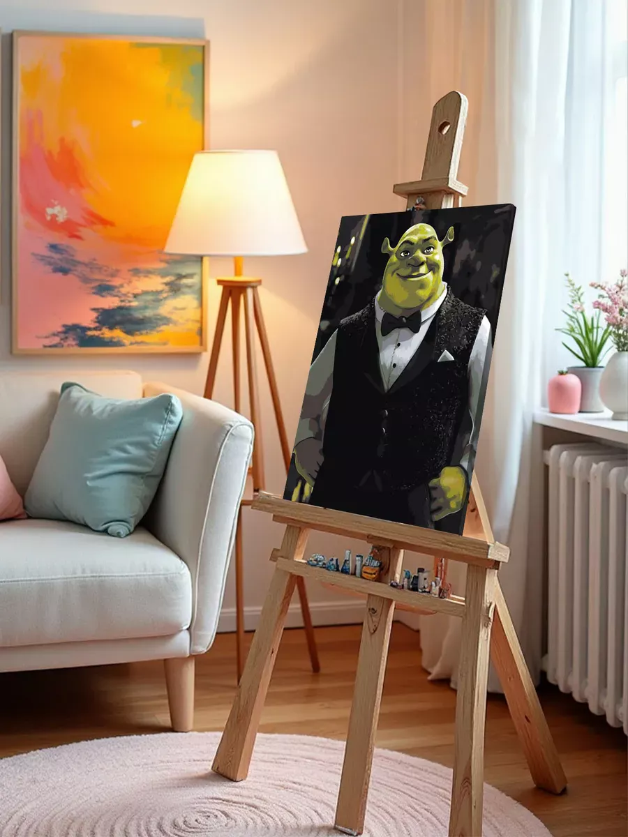 Картина по номерам «Богатый Шрек в костюме с бабочкой, арт» — картинка 10