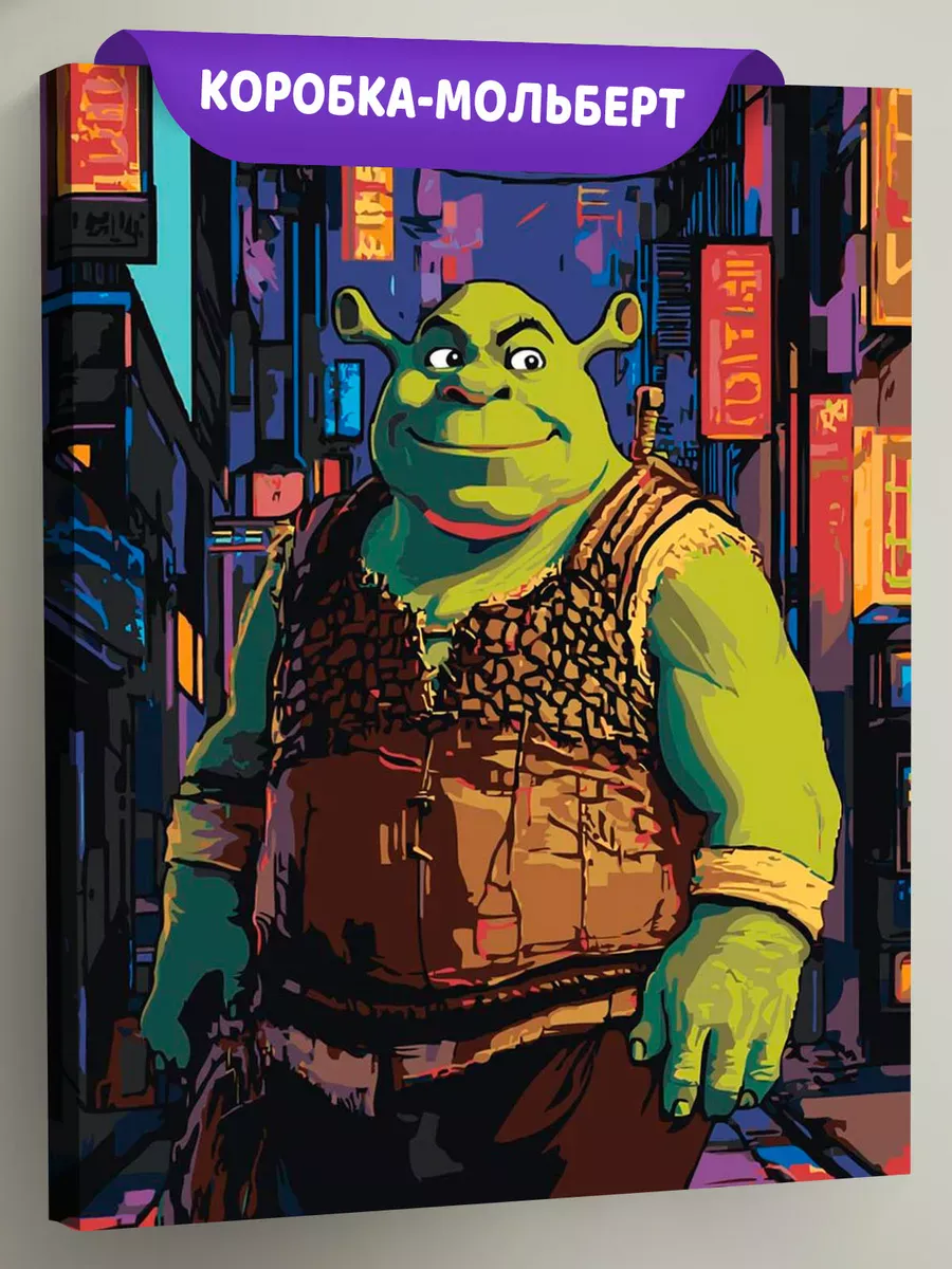 Картина по номерам «Шрек в Токио в свете неона, Япония»